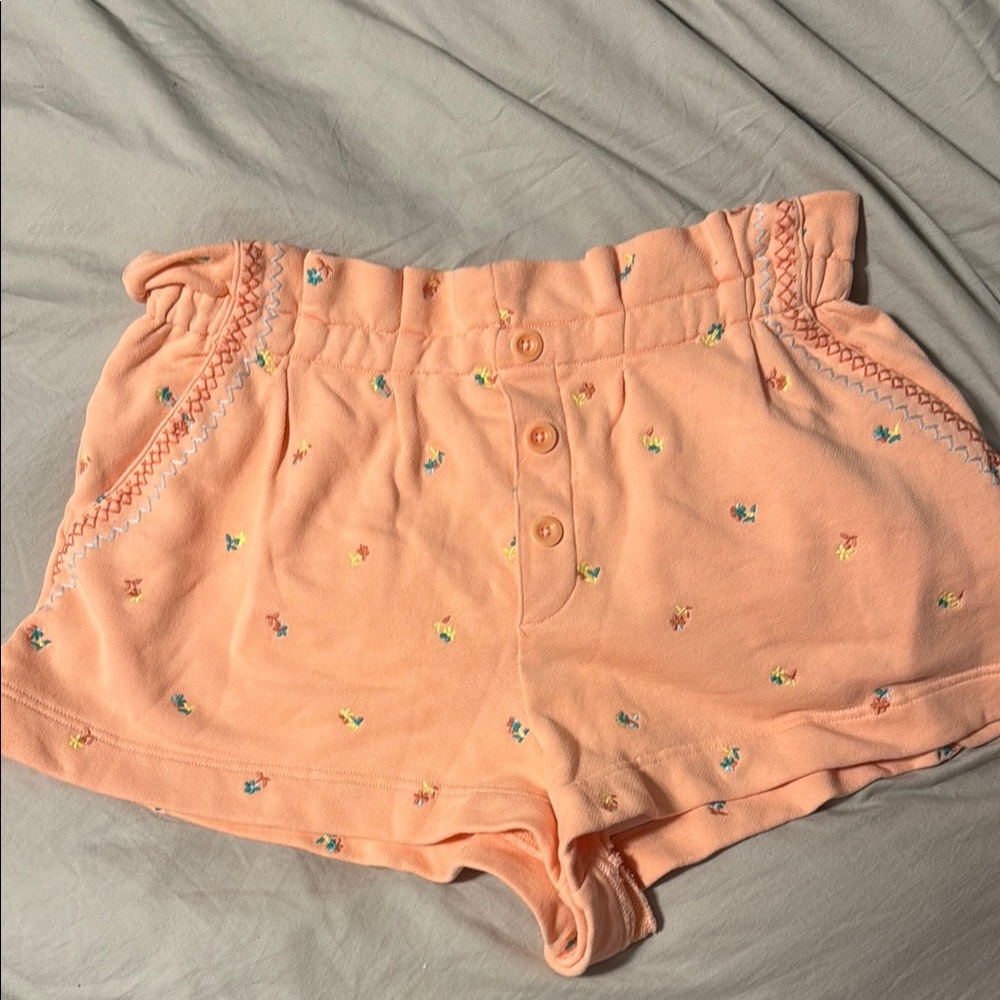 Something Navy Peach Embroidered women’s Shorts